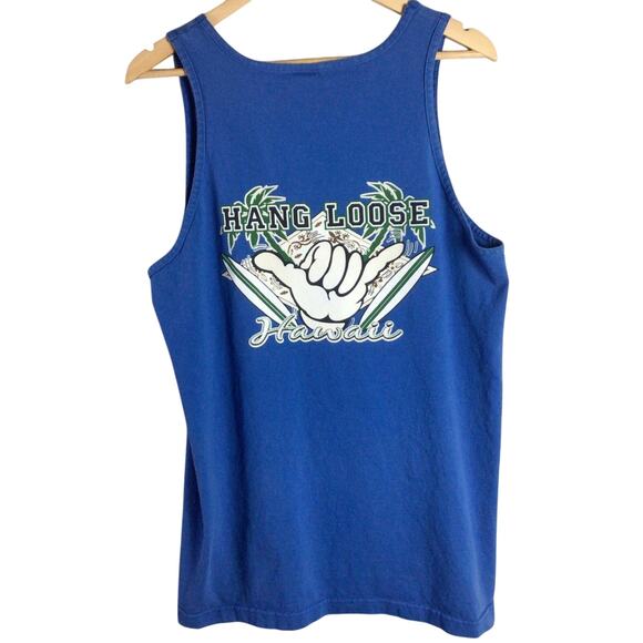 Hang Loose Hawaii Tank Top Blue Large - Picture 1 of 4
